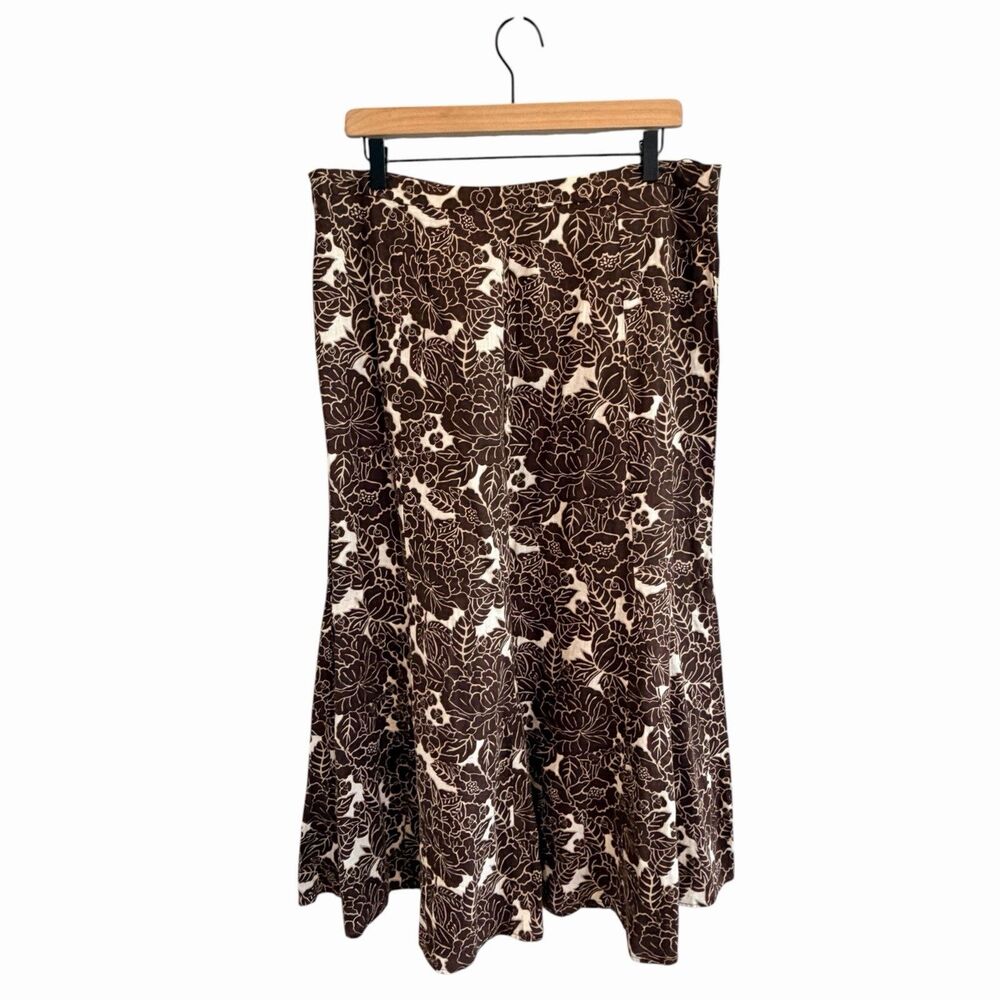 Charter Club Floral 100% Linen Midi Skirt Size 14 Cottage Garden Lightweight
